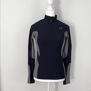 Under Armour Black and Gray Quarter-Zip Athletic Pullover PTP16to20 L22 EUC SM